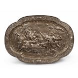 FINE AND IMPORTANT PLATE IN SILVER, PROBABLY HOLLAND 18TH CENTURY

high relief embossing,