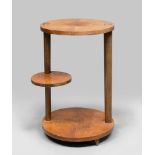 VALET STAND IN OLIVE WOOD, 1940s
rounded surfaces and small middle shelf. 
Size cm. 69 x 44.