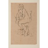 ANTONIO SCORDIA (Santa Fè 1918 - Roma 1989)
Nude figure sitting with dog, 1945
Indian ink on