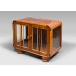 LOW CABINET IN CHERRYWOOD AND BEECHWOOD, 1940s
rounded corners and front doors with glass. 
Size cm.