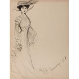 EUROPEAN ARTIST 20TH CENTURY

Dame with hat, 1908
Indian ink on paper, cm. 19,5 x 15
Initials and