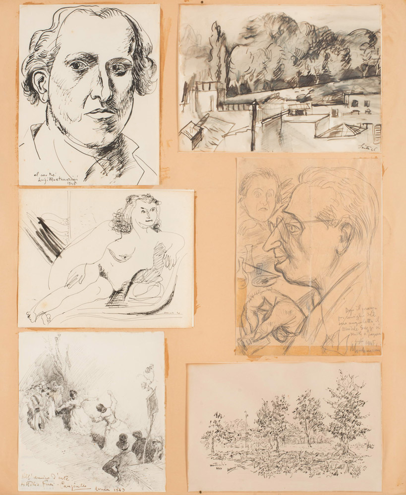 ARTISTS 20TH CENTURY

Figures, faces and landscapes, 1943/1946
Six pencil drawings, charcoal and ink