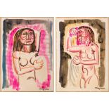 GIUSEPPE MIGNECO
(Messina 1908 - Milano 1997)

Figures
Two watercolours on paper, cm. 30 x 20