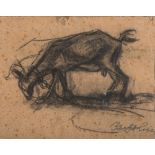 LUIGI BARTOLINI (Cupramontana1892 - Roma 1963)
Goat, 1927
Charcoal on yellow paper, cm. 25 x 30