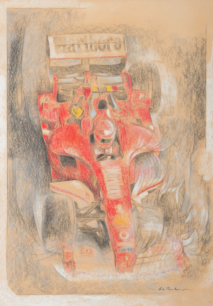 ANTONINO LA BARBERA 
(Mazara del Vallo 1945)

Ferrari
Pencil, pastels and white lead on paper, cm.