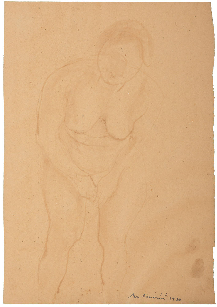 LUIGI MONTANARINI (Firenze 1906 - Roma 1998)
Nude, 1930
Watercolour on brown paper, cm. 46 x 33