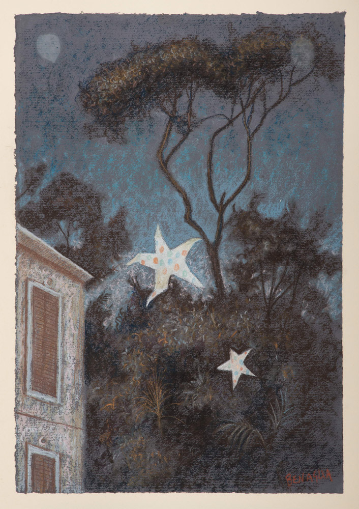 ENRICO BENAGLIA 
(Roma 1938)

Curious star
Pastels on paper, cm. 50 x 35
Signature lower right
Label