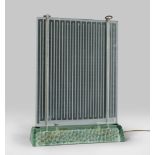 RADIATOR IN GLASS, SAINT GOBAIN 1950s
double plate and broken ice base. Trim in metal. 
Size cm.