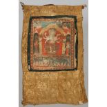 TIBETAN TAHNKA, 16TH - 17TH CENTURY mixed media on silk with representations of Avalokitesvara and