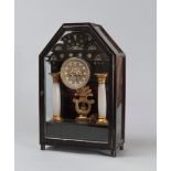 TABLE CLOCK, VIENNA 19TH CENTURY
temple shaped with ebonized wood, applications in mother of pearl.