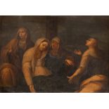 PAINTER NORTHERN ITALY, 17TH CENTURY PIOUS WOMEN AT THE FOOT OF THE CROSS Oil on copper, cm. 25 x 32