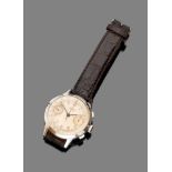 WRIST WATCH EBERHARD
in steel, face with Roman numerals and chrono. Automatic. Leather strap.