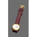 WRIST WATCH
oval in yellow gold 18 kt., face with Roman numerals. Leather strap. Branded Paul Picot