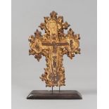 CROSS IN GILTWOOD, NORTHERN ITALY 17TH CENTURY

carved in floral patters. Painted figure of Christ