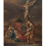 NEAPOLITAN PAINTER, 18TH CENTURY CHRIST ON CRUCIFIX MOURNED BY THE THREE MARIES AND SAINT JOHN THE