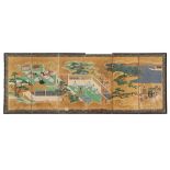 SMALL SCREEN WITH SIX SECTIONS, JAPAN 19TH CENTURY
in wood painted in polychrome on gold base, with