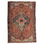 ISFHAN RUG, EARLY 20TH CENTURY

large rhomboid medallion with blue base and secondary motifs in