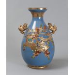 VASE IN CERAMIC, JAPAN EARLY 20TH CENTURY
decorated in polychrome and gold on blue base with