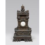 LARGE AND IMPORTANT CLOCK, PROBABLY NAPOLI 19TH CENTURY
in burnished bronze, with parallelepiped