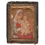 FLORETINE SCULPTOR, LATE 15TH CENTURY



VIRGIN AND CHILD

Basrelief in polychrome stucco on gold