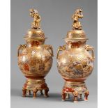 PAIR OF JAPANESE VASES IN CERAMIC, EARLY 20TH CENTURY
polychrome glazing and gold, Satsuma