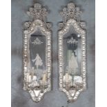 PAIR OF GLASS MIRRORS, MURANO EARLY 20TH CENTURY
vertical section, with mirrors engraved with