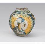 LARGE VASE IN MAJOLICA, PALERMO LATE 17TH CENTURY

polychrome glazing, entirely illustrated, with