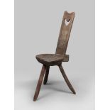 SMALL SEAT IN WALNUT, VALLE D'AOSTA ANTIQUE ELEMENTS

with carved backrest and round seat. 

Size