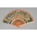 PAINTED FAN, JAPAN, EARLY 20TH CENTURY
decorated inn polychrome on paper with Chinese scenes.