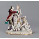 FINE GROUP IN PORCELAIN, MEISSEN LATE 19TH CENTURY
polychrome glazing, depicting royal courting