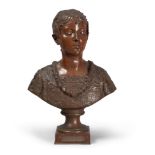 FRENCH SCULPTOR, 19TH CENTURYRENAISSANCE BUST OF A WOMAN
Sculpture in burned bronze, cm. 51 x 46