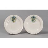 PAIR OF PLATES IN MAIOLICA, CENTRAL ITALY LATE 18TH CENTURY white glazing, with family crest in