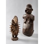 TWO NKISI SCULPTURES, LOANGO CULTURE, CONGO 20TH CENTURY
in wood, fabric and iron pegs, with