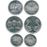 COINS, 錢幣, VIETNAM, 越南, Republic (1949-55): Aluminium 10-Su, 20-Su and 50-Su, 1953, in plastic