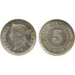 COINS, 錢幣, MALAYSIA -  STRAITS SETTLEMENTS, 馬來西亞 - 海{殖民地, Victoria: Silver 5-Cents, 1874H (KM