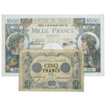 BANKNOTES, 紙鈔, FRANCE, 法國, Banque de France: 5-Francs, 1872, serial no.J.565 992, Rev three