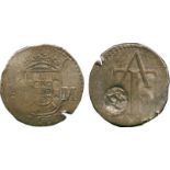 COINS, 錢幣, INDIA – PORTUGUESEm, 印度 - 葡屬, Galle: Silver Tanga, Malacca, 1733, countermarked on