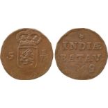 COINS, 錢幣, INDONESIA - NETHERLANDS EAST INDIES, 印度尼西亞 - 荷屬東印度群島, Batavia: Copper Duit, 1809, over