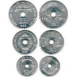 COINS, 錢幣, LAOS, 寮國, Kingdom, Sisavang Vong: Aluminium Pattern Set of 10-Cents, 20-Cents and 50-