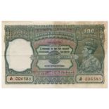 BANKNOTES, 紙鈔, INDIA, 印度, Reserve Bank of India: 100-Rupees, ND (c.1944), Calcutta, serial no.A87
