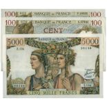 BANKNOTES, 紙鈔, FRANCE, 法國, Banque de France: 5000-Francs, 2 July 1953, serial no.Z.134 59149, Obv