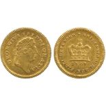 G BRITISH COINS, George III, Gold Third-Guinea, 1801, first laureate head right, rev second type