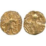 INDIAN COINS, KUSHAN, Shaka, Gold Stater, king standing facing, head left, wearing crown with