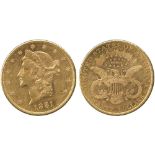 G WORLD COINS, USA, Gold 20-Dollars, 1881, Liberty head, rev motto above eagle, 33.42g (F 177;