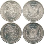 WORLD COINS, USA, Silver Morgan Dollars (2), 1878-CC, 1884-CC (KM 110). Both about uncirculated,