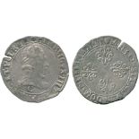 WORLD COINS, FRANCE, Henri III, Silver Franc au col plat, 1582 C, Saint Lô (Dup 1130). Very fine.