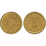 G WORLD COINS, JAPAN, Mutsuhito, Gold 10-Yen, Meiji 30 (1897), 8.04g (KM Y33). Ex-mount, fine.