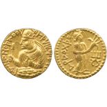 INDIAN COINS, Huvishka (c.152-190 AD), Gold Dinar, diademed and crowned half-length bust left,