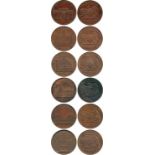 BRITISH TOKENS, 18th Century Tokens, England,  Somersetshire, Bath, Copper Halfpenny (6), obv All