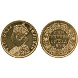 G INDIAN COINS, BRITISH INDIA, Victoria (1837-1901), Gold Proof Restrike 10-Rupees, 1878C, 7.78g (Pr